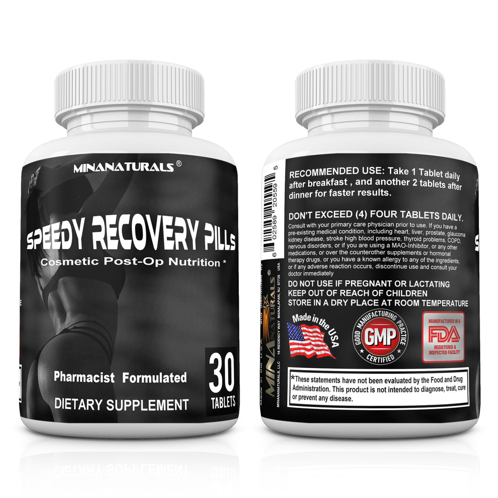 SPEEDY RECOVERY Pills Post Surgery Recovery Supplement. Scar Support Vitamins. Promotes Collagen and Fast Wound Healing. Specially Formulated for Post op Cosmetic Surgeries. 30 Tablets