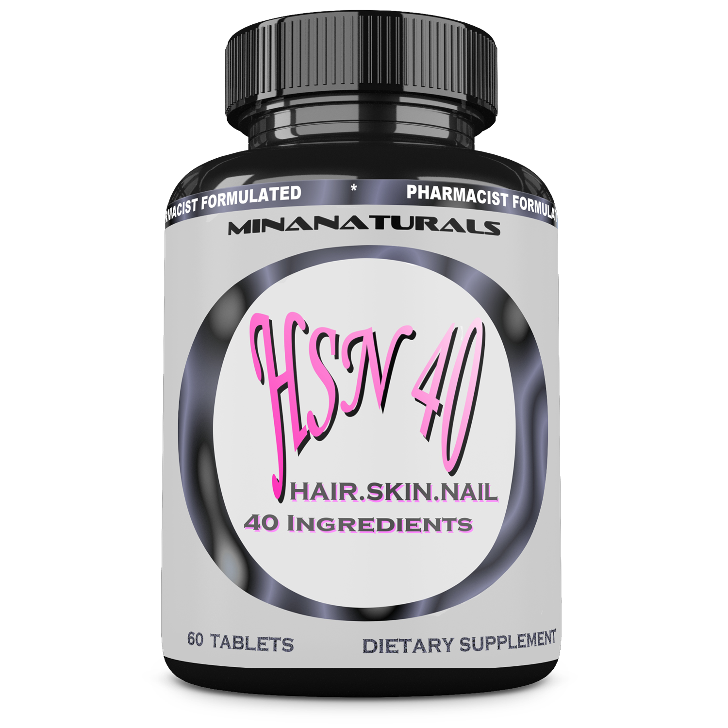 HSN 40 Hair Growth Vitamins – 40-Ingredient Hair, Skin & Nails Formula with 10,000 mcg Biotin, Collagen, Keratin & DHT Support – 60 Tablets