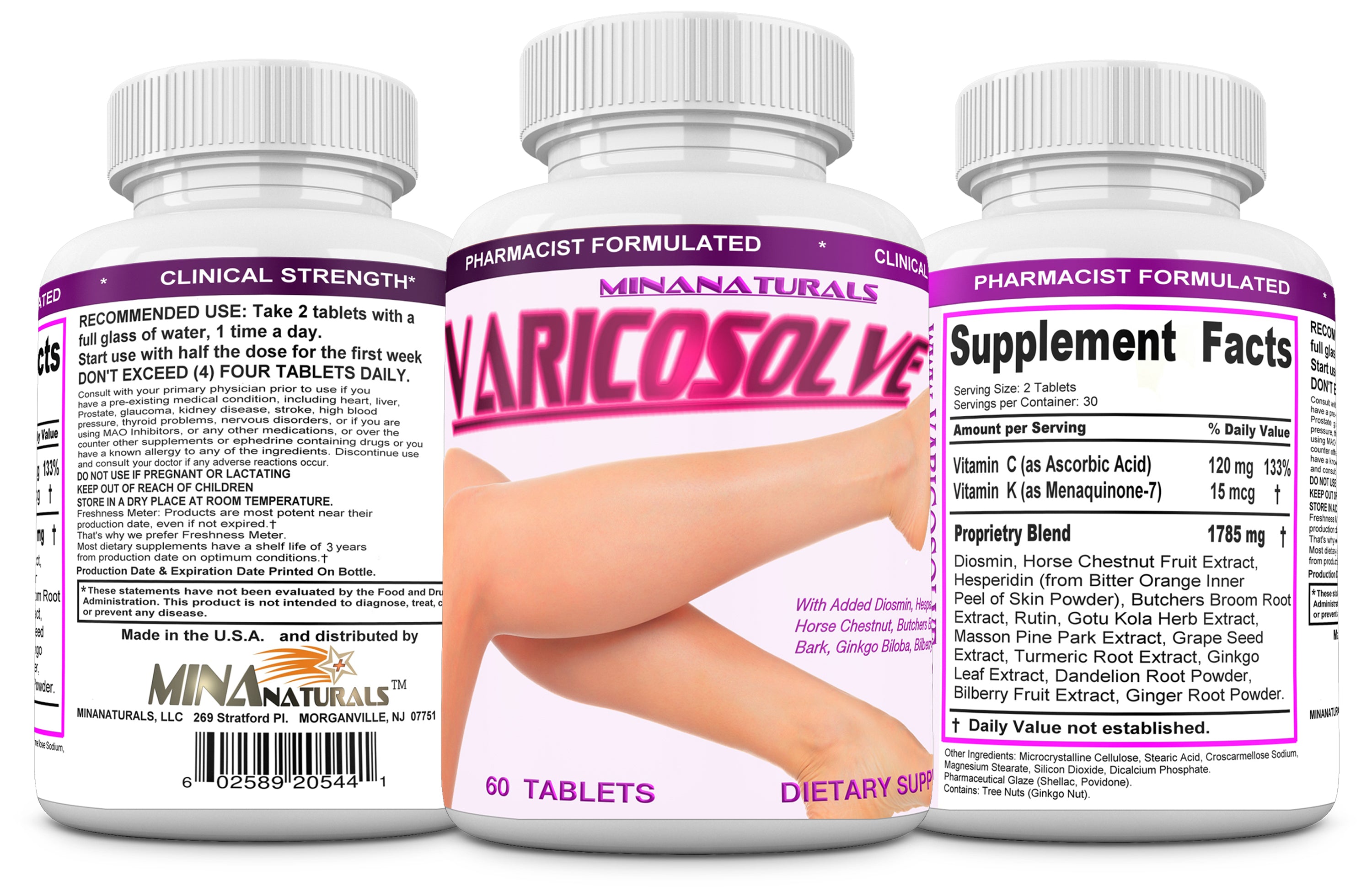 VARICOSOLVE® The Natural Varicose Vein and Spider Vein Relief. Improve Circulation. 60 Tablets