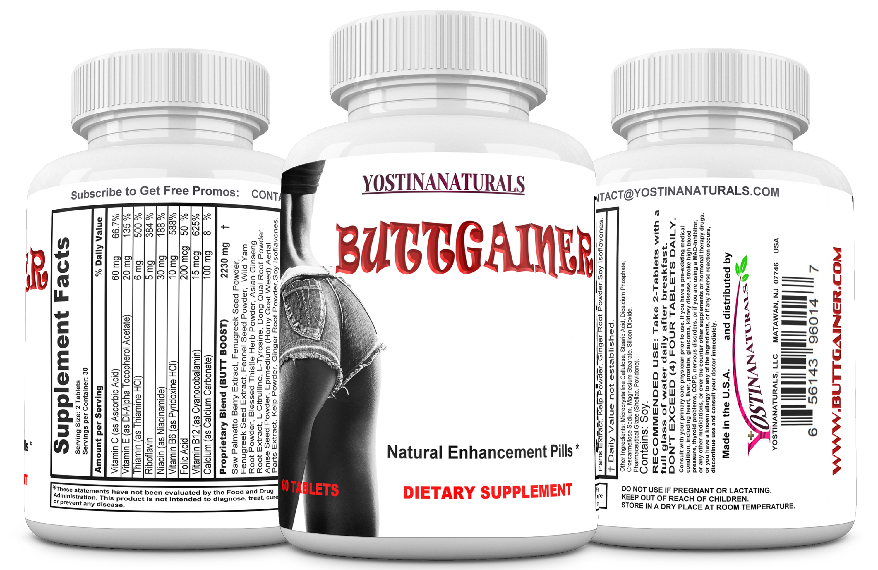BUTTGAINER  Natural Butt Enlargement, Booty Enhancement. Butt enhancer Pills. Get Bigger Glutes Fast. 60 Tablets