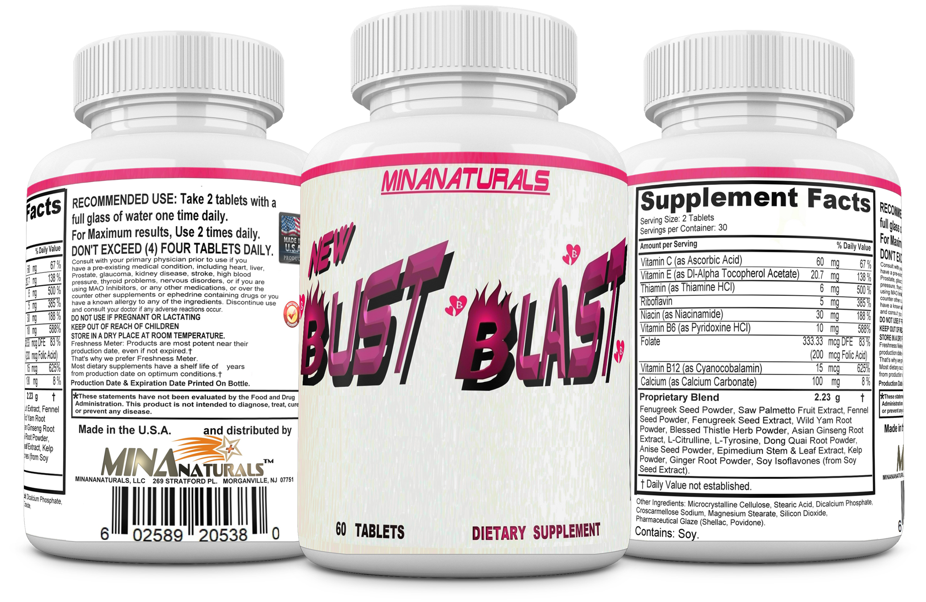 Bust Blast Loaded Increase Breast Size Fast. Female Breast Enhancement - Bigger Boobs and Butt Pills. 60 Tablets