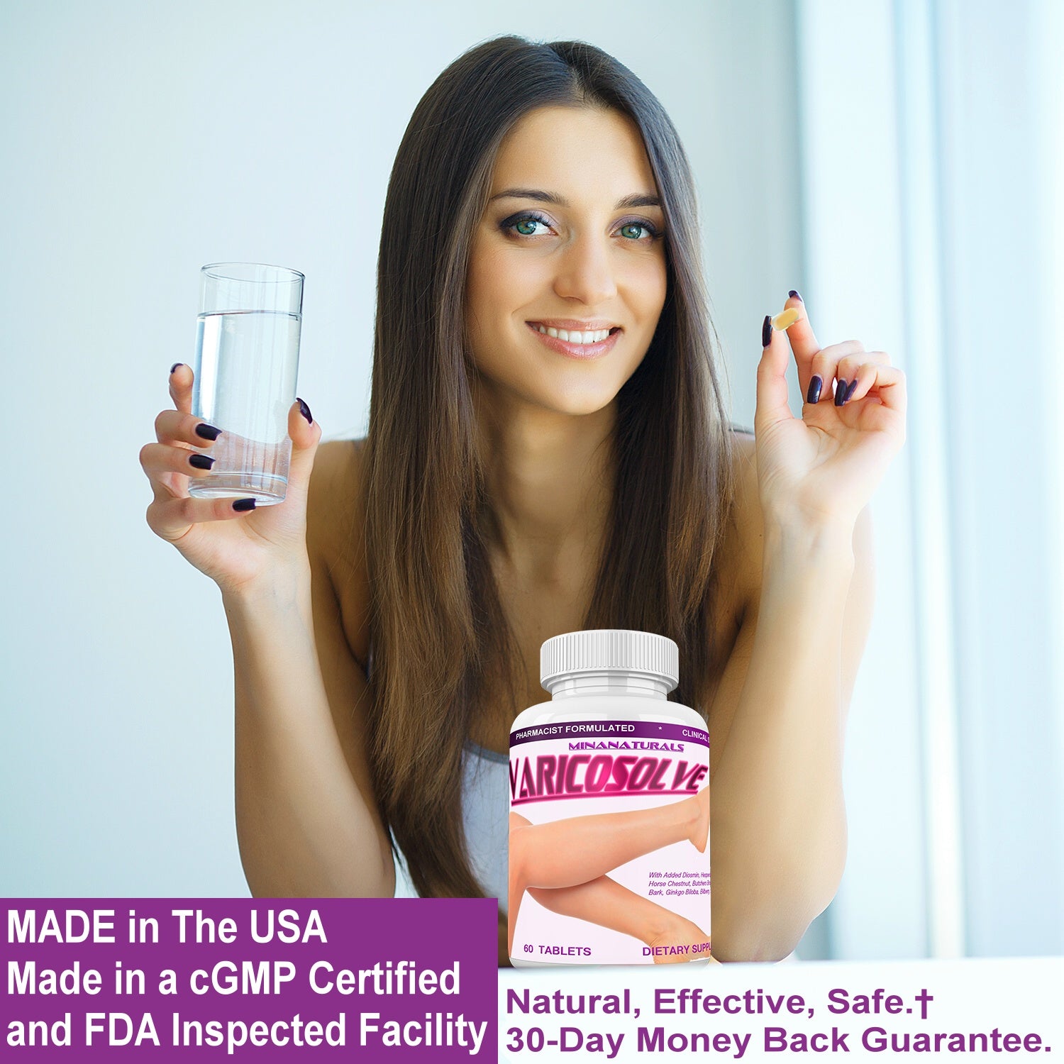 VARICOSOLVE® The Natural Varicose Vein and Spider Vein Relief. Improve Circulation. 60 Tablets