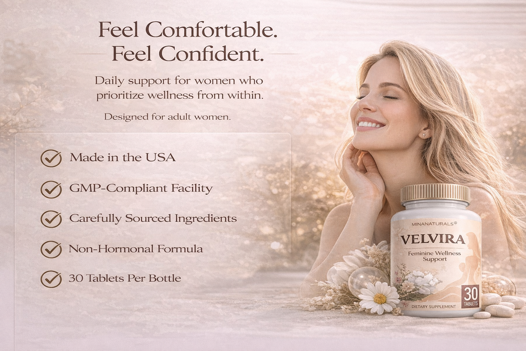 VELVIRA Feminine Wellness Supplement for Women – Non Hormonal Women’s Intimate Support with Collagen, Hyaluronic Acid & Herbal Blend – Daily Feminine Balance & Hydration Support – 30 Tablets – Made in USA