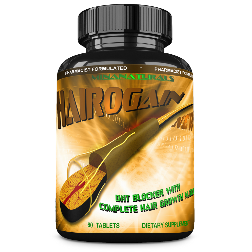 HAIROGAIN DHT  Blocker. Support Hair Growth. 10000 mcg Biotin, Keratin, Collagen, Iron and Hair Vitamins. Decrease Hair loss And Baldness. 60 Tablets