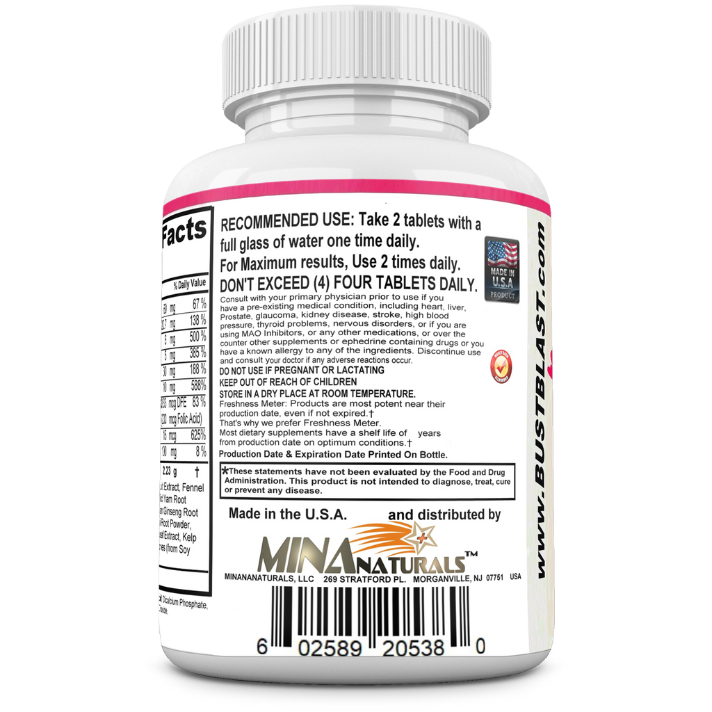 Bust Blast Loaded Increase Breast Size Fast. Female Breast Enhancement - Bigger Boobs and Butt Pills. 60 Tablets