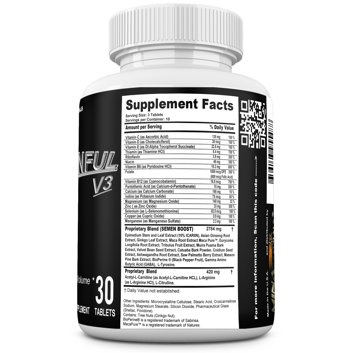 SEMENFUL V3 - Semen Volume Booster for Men – Male Fertility & Ejaculation Enhancer – Sperm Count & Libido Support with Maca, Zinc, Ginseng – 30 Tablets – Made in USA