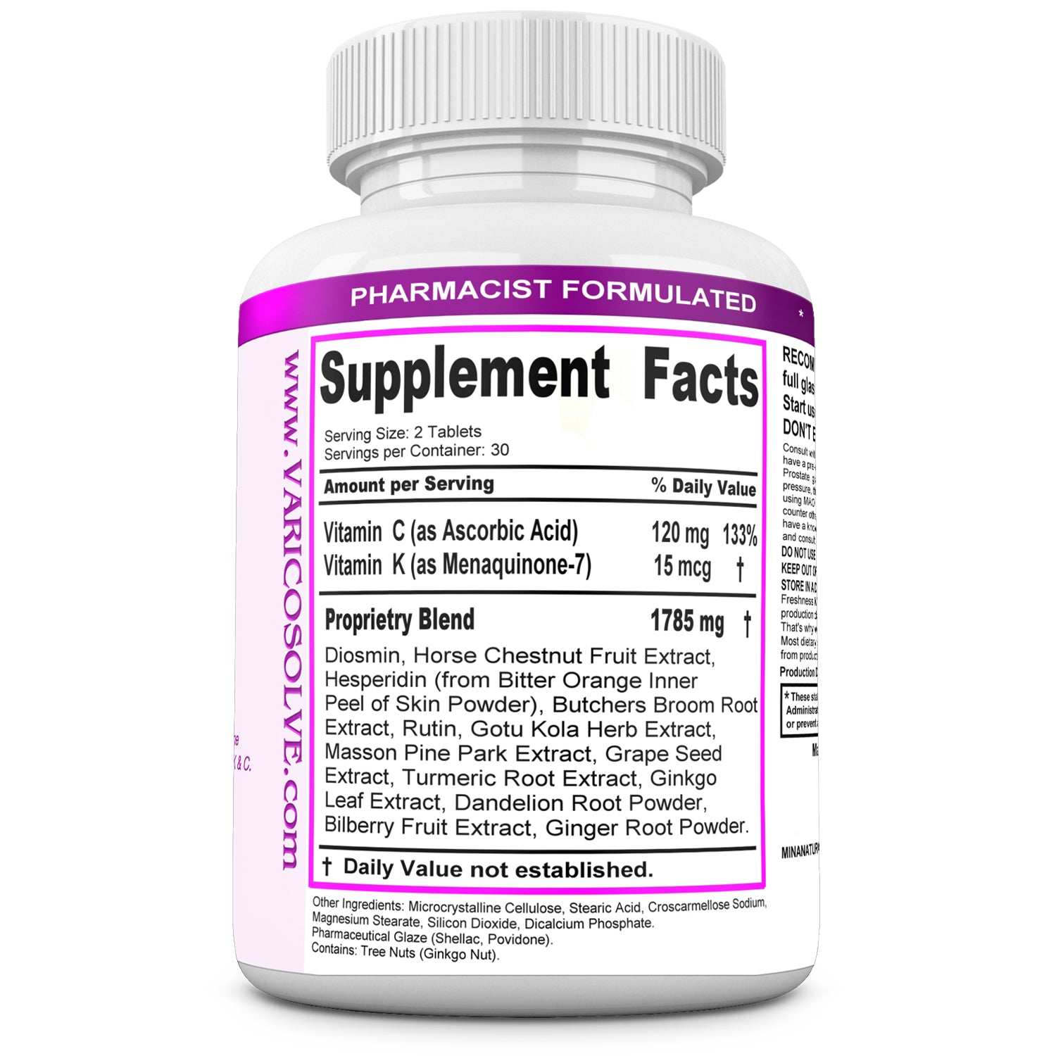 VARICOSOLVE® The Natural Varicose Vein and Spider Vein Relief. Improve Circulation. 60 Tablets