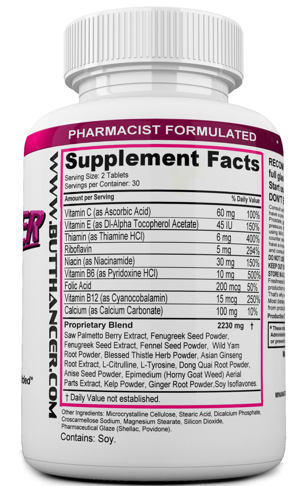 BUTTHANCER  Natural Butt Enlargement & Butt Enhancement Pills. Glutes Growth and Bigger Booty Enhancer Pills.  60 Tablets