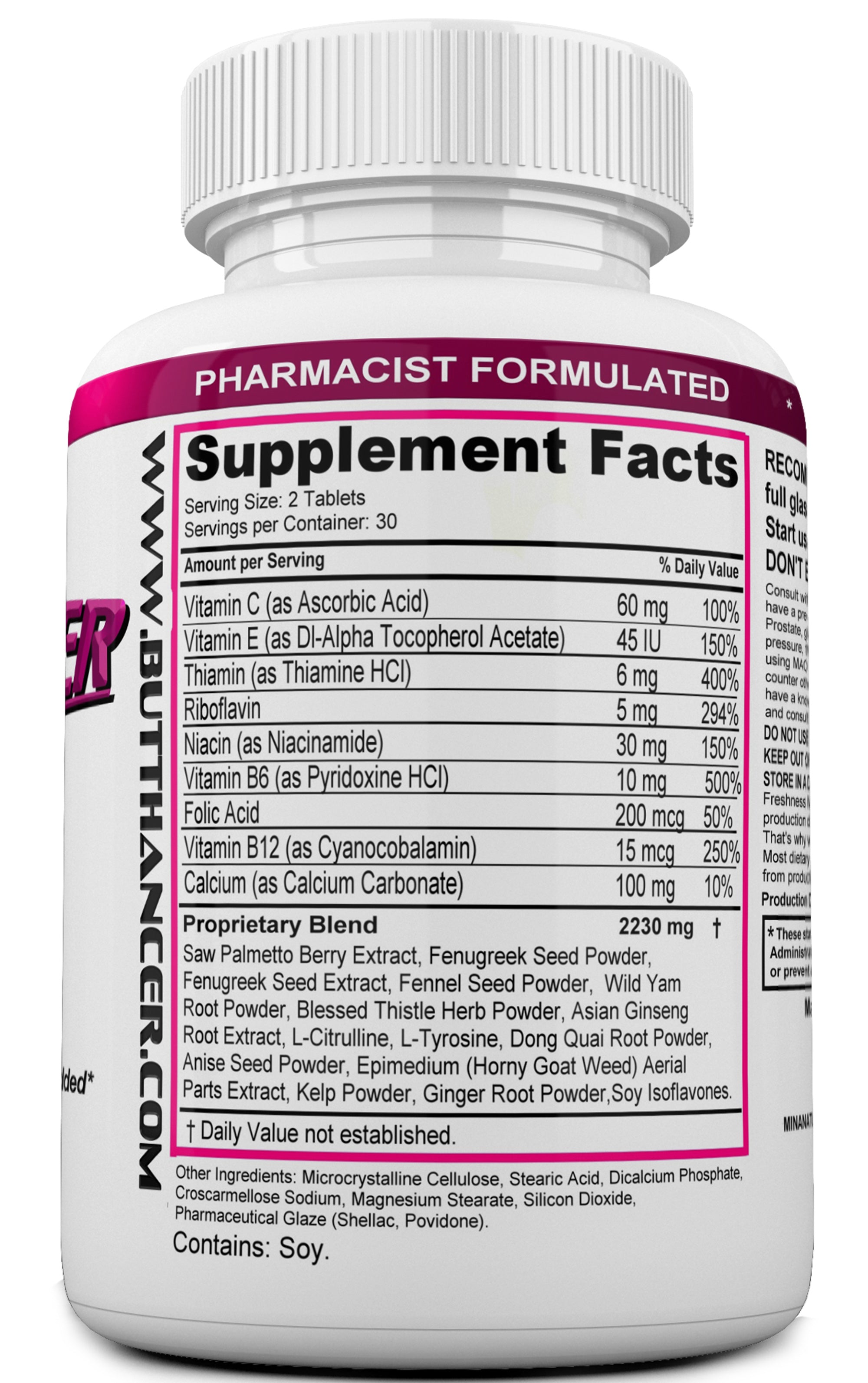 BUTTHANCER  Natural Butt Enlargement & Butt Enhancement Pills. Glutes Growth and Bigger Booty Enhancer Pills.  60 Tablets